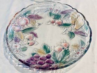 Vintage Savoir Vivre Mikasa Chablis Wild Orchard pressed crystal glass 14” Serving platter