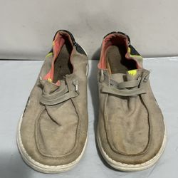 Hey Dude Wendy Snake linen steel grey loafers womens size US 9 Has Wear