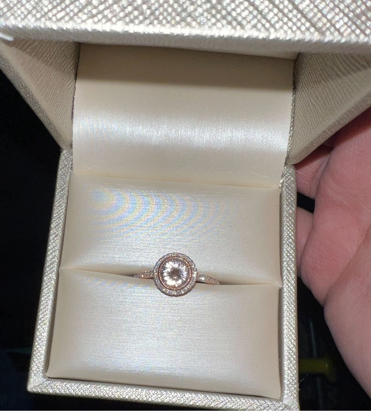 ROSE GOLD 2ct Morganite Halo Engagement Ring