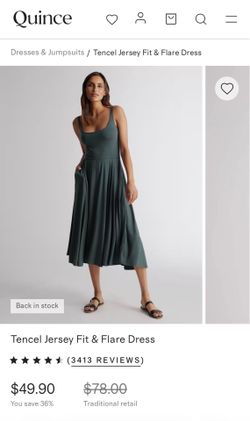 Quince Jersey Dress with Pockets (small, olive green)