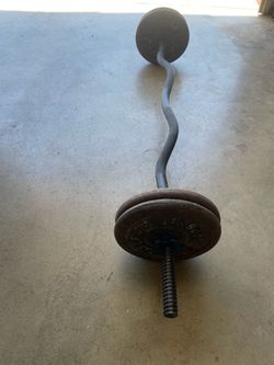 Curl bar and 40 pounds on plates