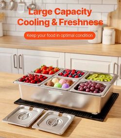 Pizza, Salsa Tray, Holds Ice, Stainless Steel and Plastic Covers, NEW