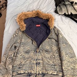 supreme denim mink jacket size medium