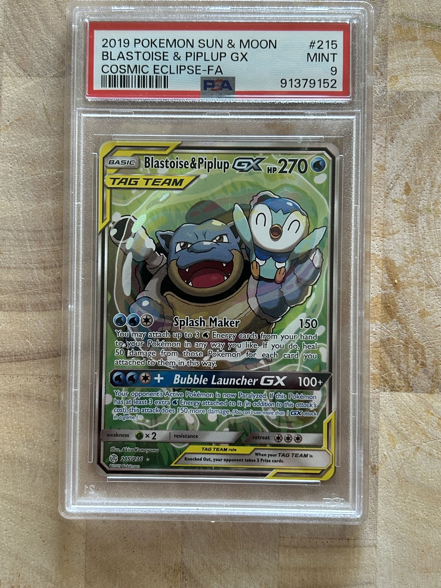 Blastoise & Piplup GX Tag Team Psa 9