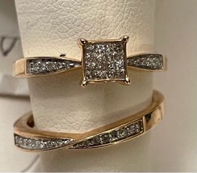 Ladie's 10K Yellow Gold Bridel Set (Size 7)new