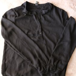 Black long sleeve blouse with collar #workwear