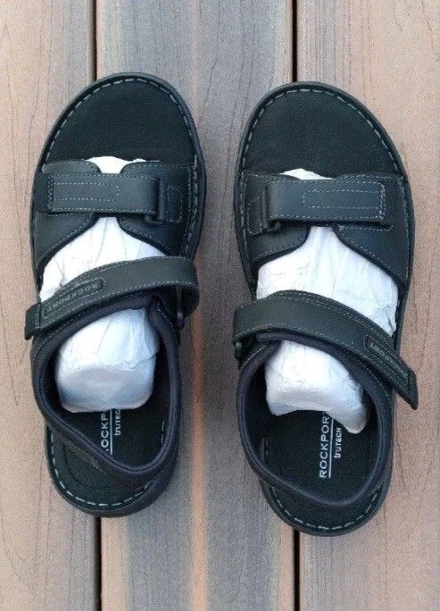 NEW Rockport Men's Darwyn Quarter Strap Sandals US Men Size 10 Black