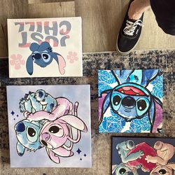 Stitch bathroom curtain and signs