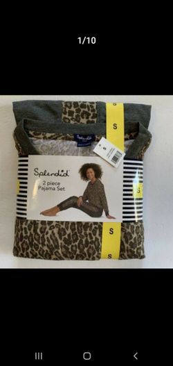 Splendid 2-Piece Leopard Long Sleeve Jogger Pant PJ Pajama Lounge Set - NEW WITH TAGS
