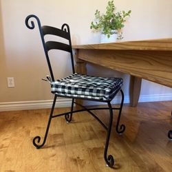  Black Wrought Iron Dining Chairs With Cushions 