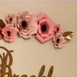 Decorative Wall Flowers Pink And Gold 