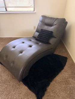 Gray Faux Leather Tufted Chaise Lounge