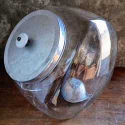 Vintage Tilted Counter Top Store Display Glass Canister 