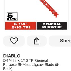 DIABLO 5-1/4 in. x 5/10 TP| General DIABLO 5-1/4 in. x 5/10 TP| General Purpose Bi-Metal Jigsaw Blade (5- Pack Purpose Bi-Metal Jigsaw Blade (5- Pack)