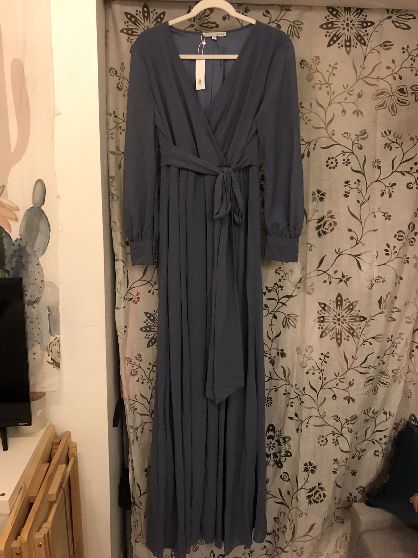 Slate Blue Floor Length Dress