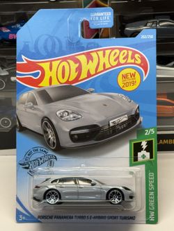 🇩🇪 HOT WHEELS 2017 - Gray PORSCHE PANAMERA TURBO S E-HYBRID SPORT TURISMO - HW GREEN SPEED 202/250 - 1:64