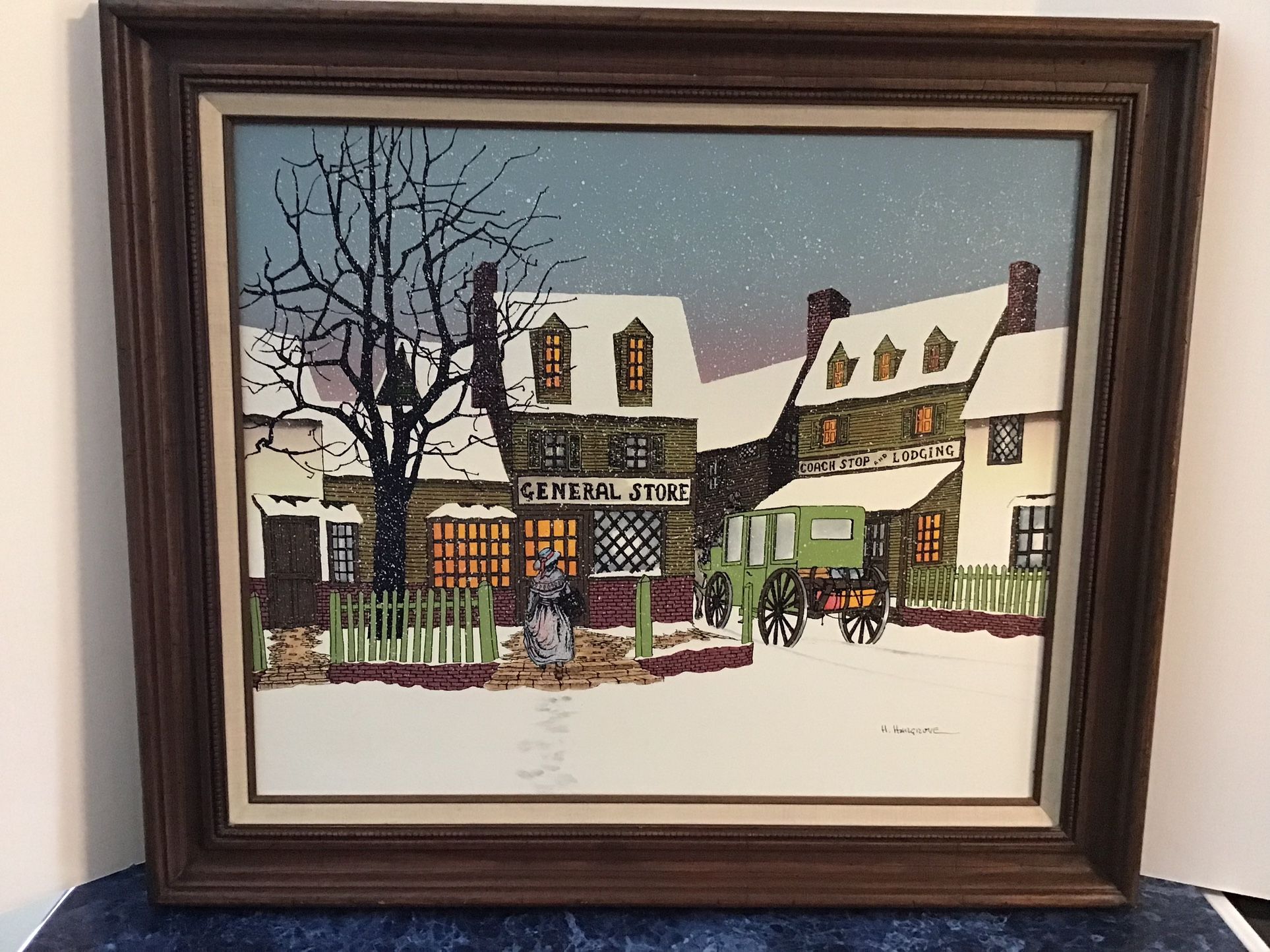 Hargrove signed painting general store 30 x 26 excellent condition