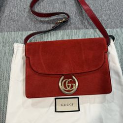 Gucci Medium Suede GG Ring Torchon shoulder bag