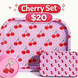 Cute cherry tray set new