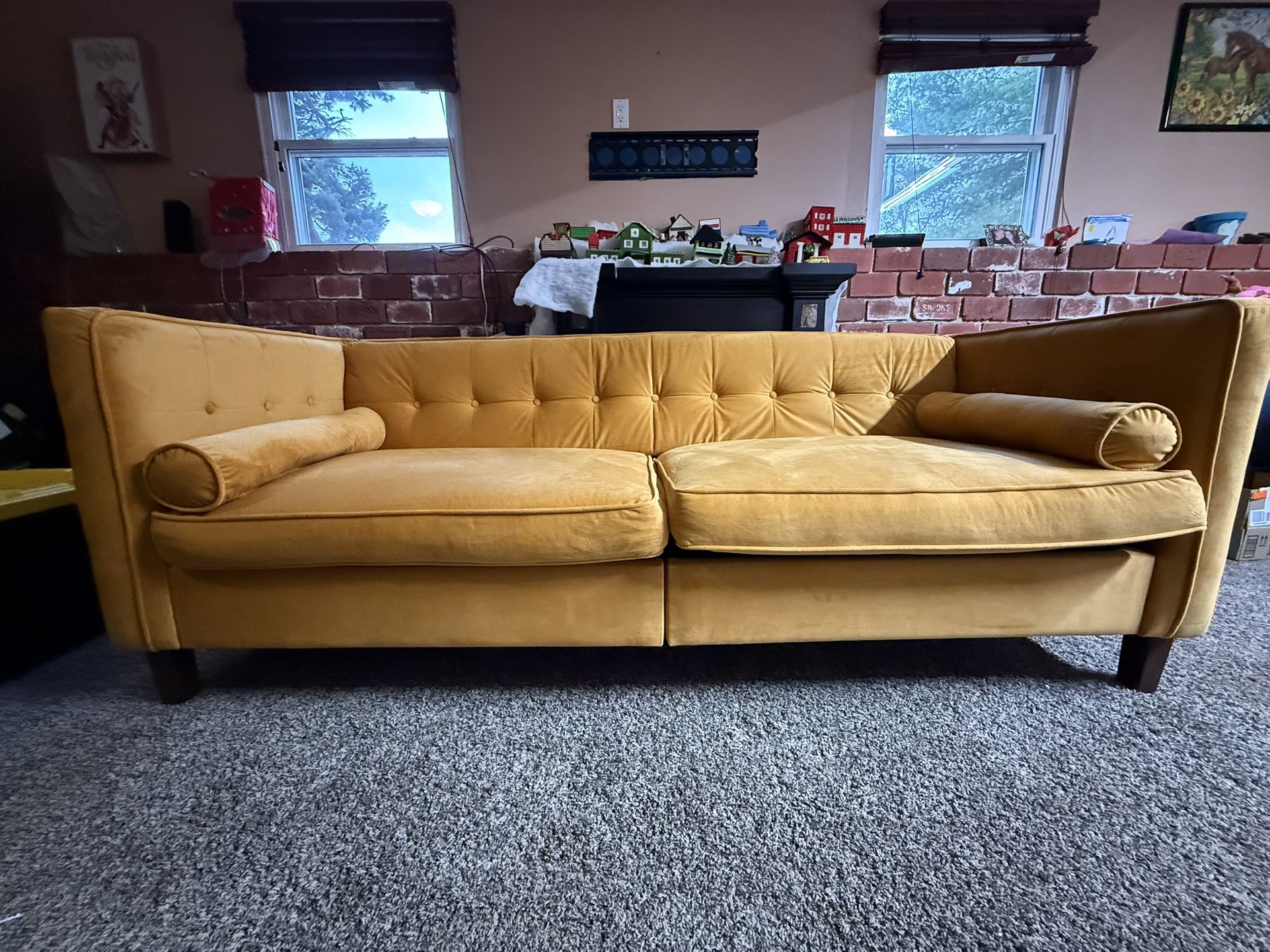 Mid-Century Modern Velvet Couch
