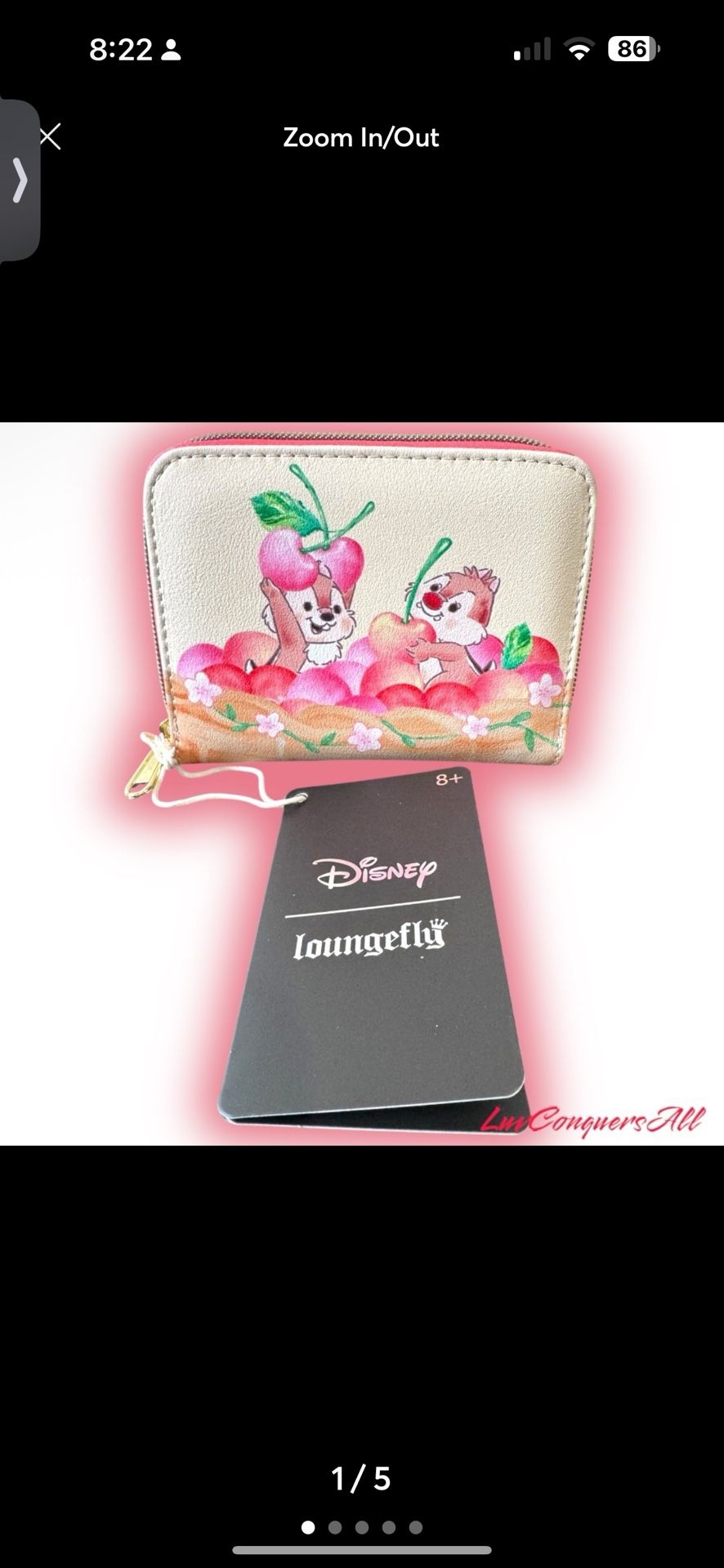 Disney Chip 'N' Dale Cherry Basket Mini Zipper Wallet