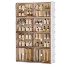 Y119-BINSIO Shoe Storage Cabinet 7 Tiers for 28 Pairs, Collapsible Shoe Racks Organizer, Easy Assemble Foldable Shoe Boxes, One Piece Portable White P