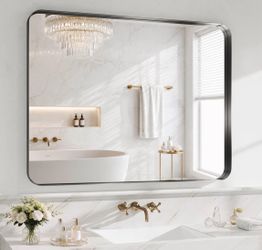 40"X30" Bathroom Mirror,Brushed Black Rectangle Vanity Mirror for Over Sink