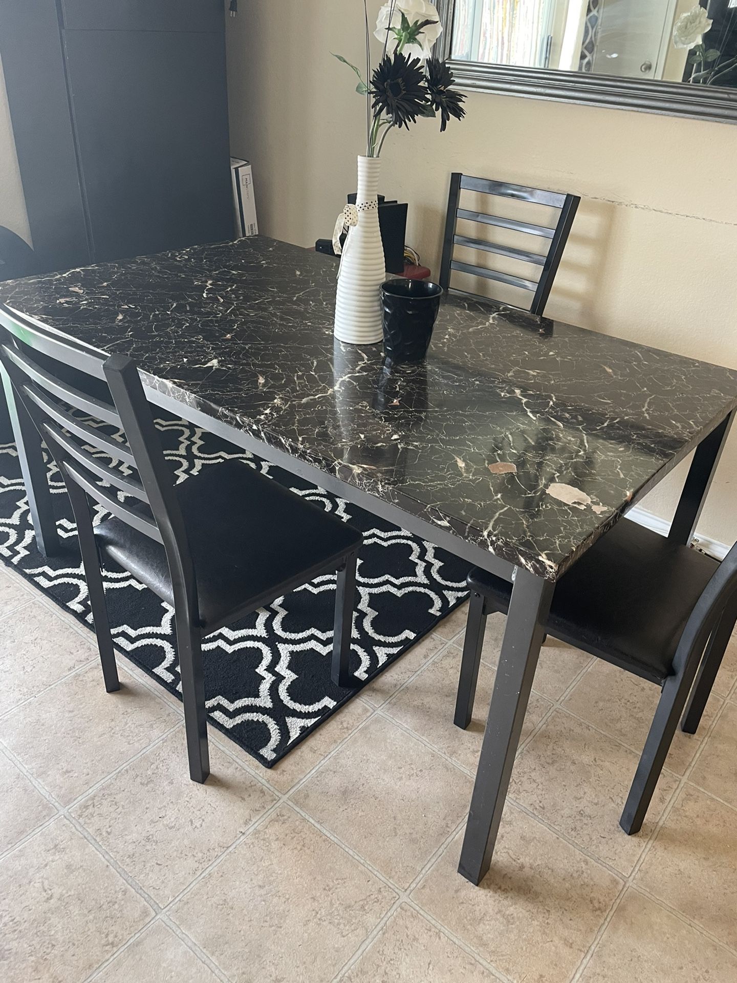 Dining table and chairs