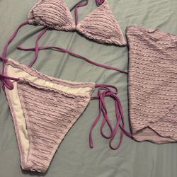 3 Piece Medium Bikini With Wrap Skirt Never Worn