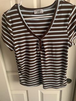 Blue and brown striped shirt