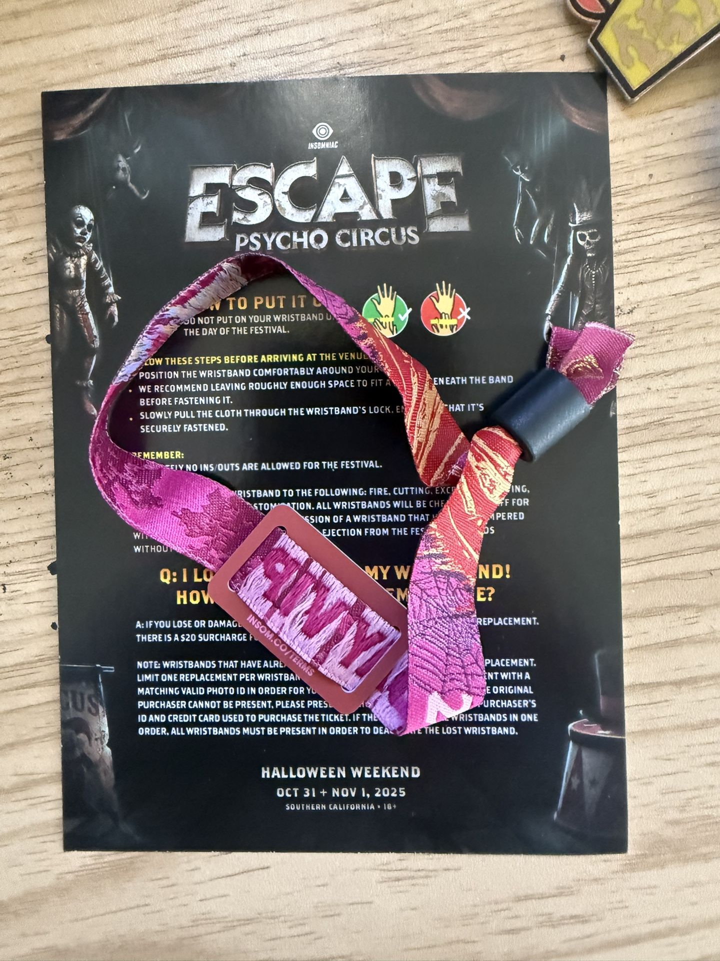 1 VIP Escape Wristband