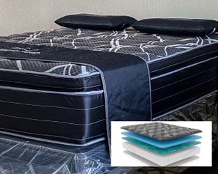 BRAND NEW QUEEN AND KING 14inch PILLOW TOP HYBRID MATTRESS, AND FREE DELIVERY PAY UPON ARRIVAL