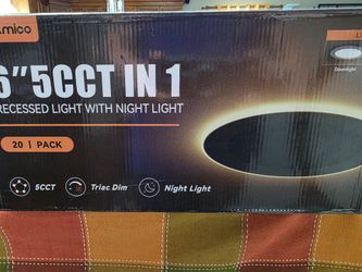 20 Pack 6 Inch LED Recessed Light with Night Light, 5CCT, with junction box