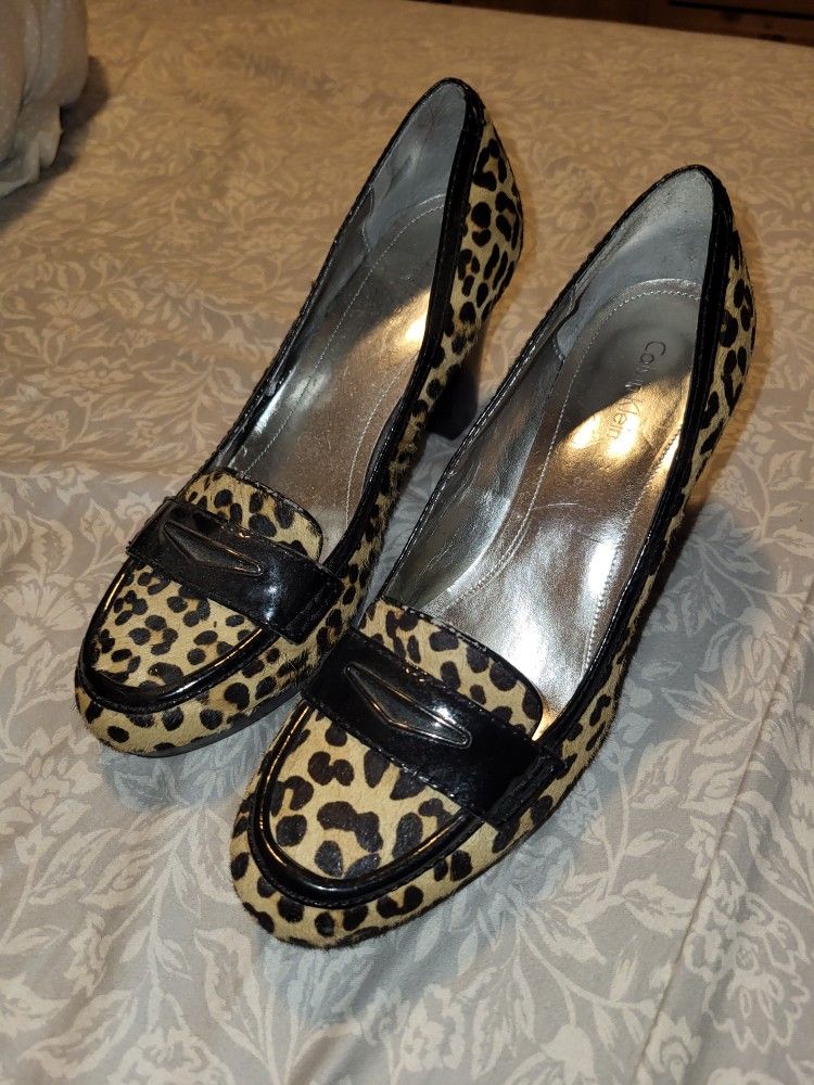 Calvin Klein Brown and Black Heels with Sleek Design