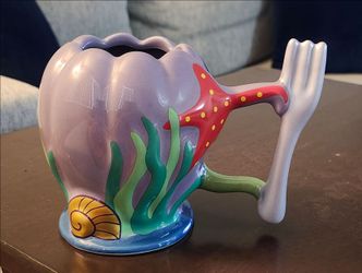 Disney Parks Princess Ariel Dinglehopper Trident Fork Ceramic 4" Purple Sculpted 3D