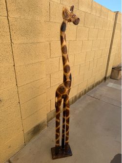 59 1/2-inch tall wooden giraffe