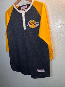 Mitchell & Ness Los Angeles Laker Henley Shirt Size Large