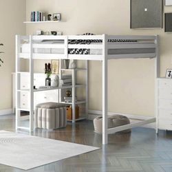 Full Size Bunk Bed White 