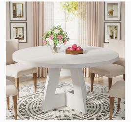 Tribesigns 47 inch Round Dining Table Wood Kitchen Table for Dining Room