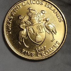 Turks And Kaikos Five Crowns Coin 