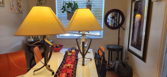 Matching Pair of Metal Table Lamps