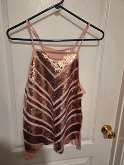 Rose Gold Sequin Striped Cami Tank Top