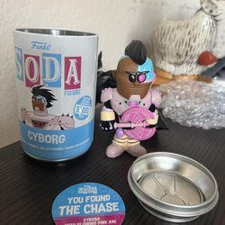 LIMITED EDITION CHASE Cyborg w/ GLOWING Pink Axe Funko Soda Teen Titans DC Comic