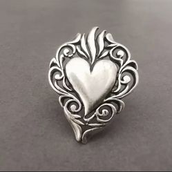Sacred Heart Adjustable Ring – Silver Tone  