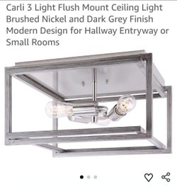 2013: New 3 Light Flush Mount Ceiling Light Brushed Nickel and Dark Grey Finish Modern Design