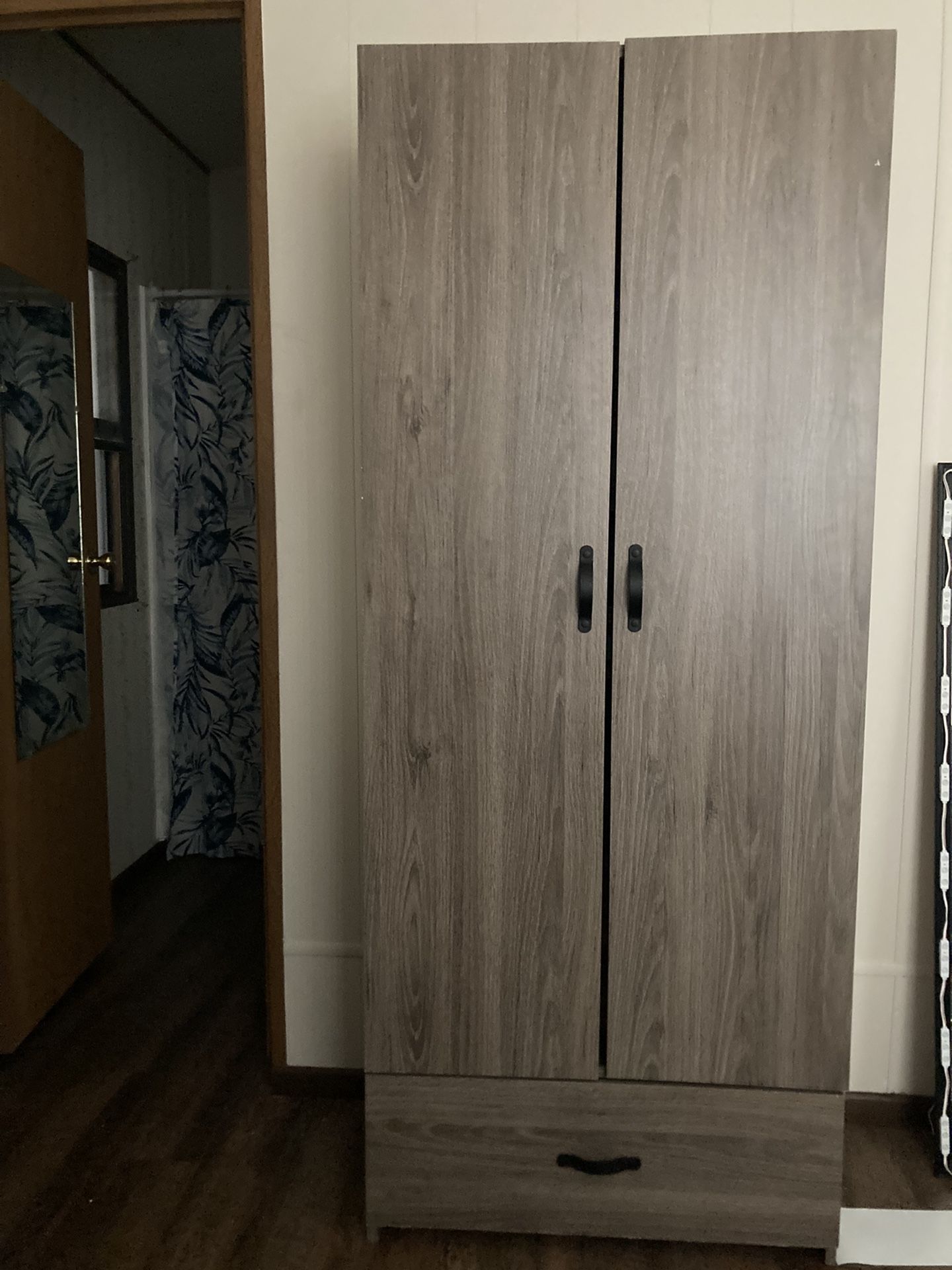 Grey Armoire Portable Closet 