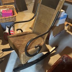 Wicker Rocking Chair - Brown/ Tan