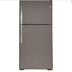 GE 19.2 cu. ft. Top Freezer Refrigerator in Slate, Fingerprint Resistant, Garage Ready