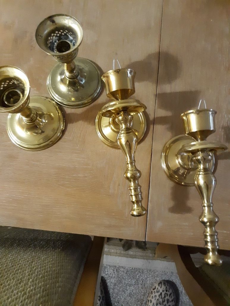 2 pair - Brass candle Holders