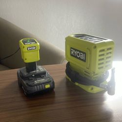 Ryobi ONE+ 18V Cordless High-Pressure Inflator+ Ryobi ONE+ 18V Lithium-Ion battery and charger